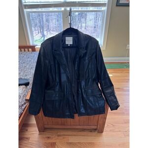 Bagatelle Collection Embroidered Black Faux Leather Blazer - NWOT women's large